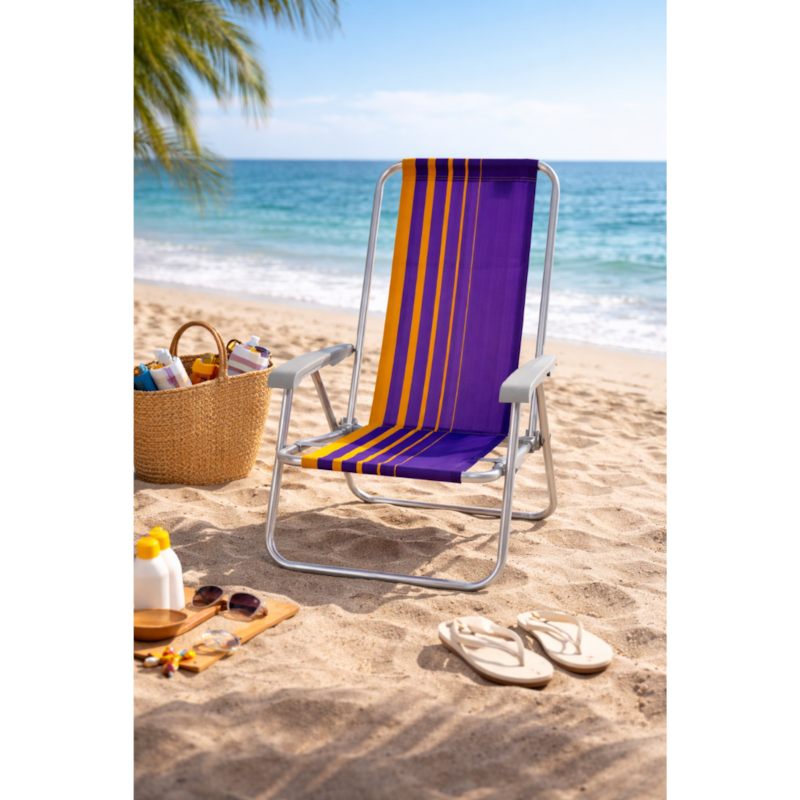 Cadeira de Praia Tramontina em Aluminio Bali Roxa/Amarela-1c420e9a-27ef-44cc-843a-b95b52b04374