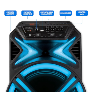 Caixa De Som Amplificada Mondial CM-550-L, 550W RMS , Led Bluetooth Preta