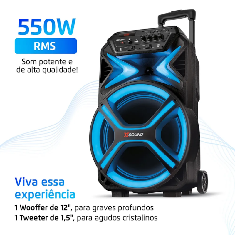 Caixa De Som Amplificada Mondial CM-550-L, 550W RMS , Led Bluetooth Preta-7502f8aa-1c7d-474c-9342-546c1a3e3647