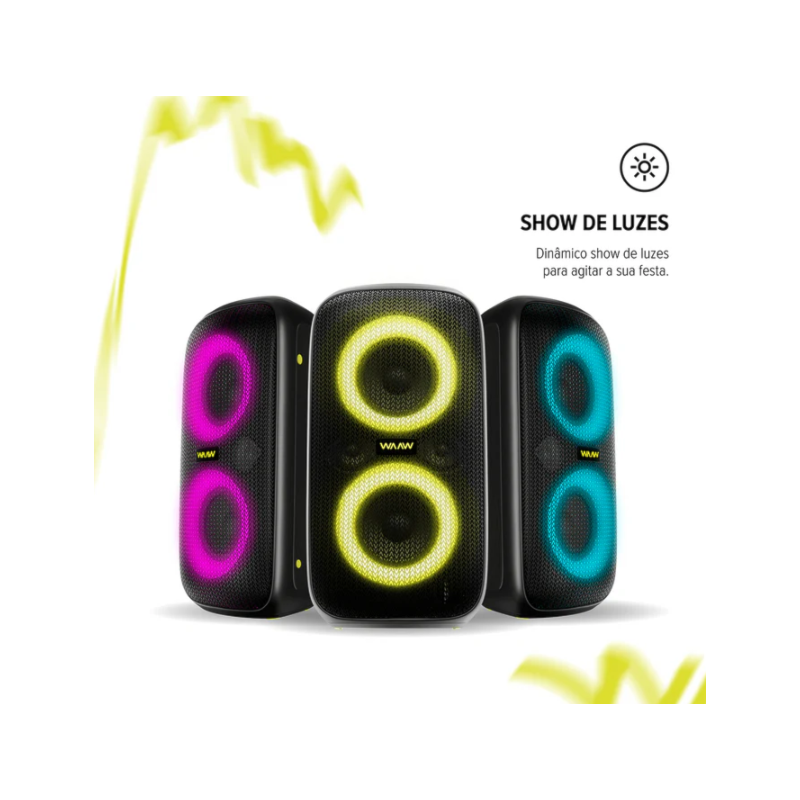 Caixa de Som Bluetooth Waaw Sound Box Infinite 100 100W RMS com LED, TWS, Power Bass e IPX4 Preto/Verde-a866e95a-a22b-482e-8a15-9af60dc4202b