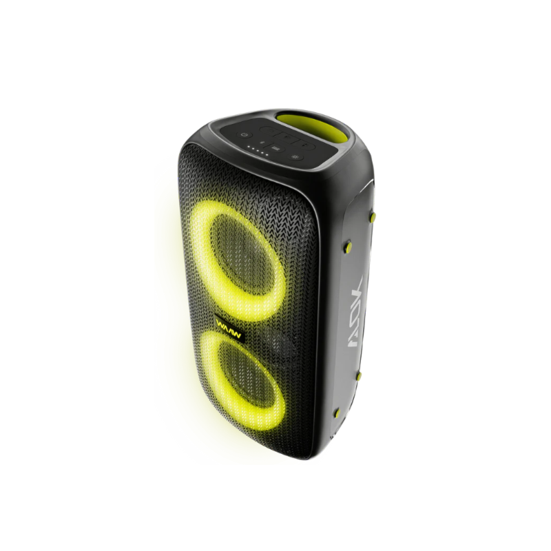 Caixa de Som Bluetooth Waaw Sound Box Infinite 100 100W RMS com LED, TWS, Power Bass e IPX4 Preto/Verde