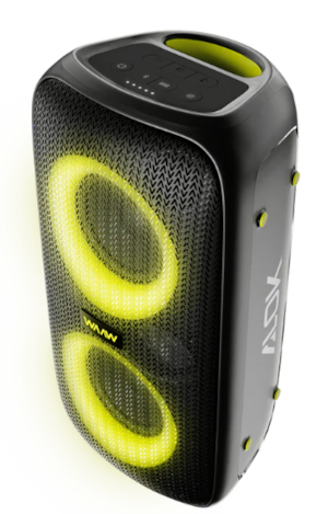 Caixa de Som Bluetooth Waaw Sound Box Infinite 100 100W RMS com LED, TWS, Power Bass e IPX4 Preto/Verde
