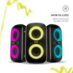 Caixa de Som Bluetooth Waaw Sound Box Infinite 100 100W RMS com LED, TWS, Power Bass e IPX4 Preto/Verde