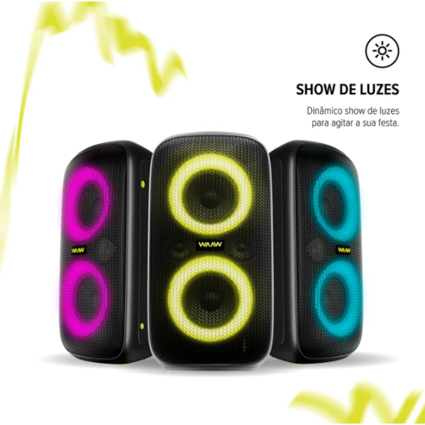 Caixa de Som Bluetooth Waaw Sound Box Infinite 100 100W RMS com LED, TWS, Power Bass e IPX4 Preto/Verde-723925fb-40de-47ac-ade0-0d4c386d1123