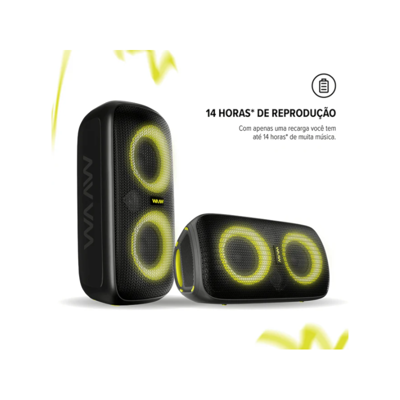 Caixa de Som Bluetooth Waaw Sound Box Infinite 100 100W RMS com LED, TWS, Power Bass e IPX4 Preto/Verde-bf439c38-7200-4fac-af35-bef2d920e900