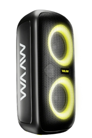 Caixa de Som Bluetooth Waaw Sound Box Infinite 100 100W RMS com LED, TWS, Power Bass e IPX4 Preto/Verde