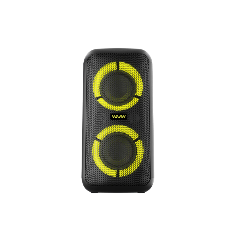 Caixa de Som Bluetooth Waaw Sound Box Infinite 200 160W RMS, LED, TWS, Power Bass, Entradas P10, USB e Bateria de 12h Preto/Verde