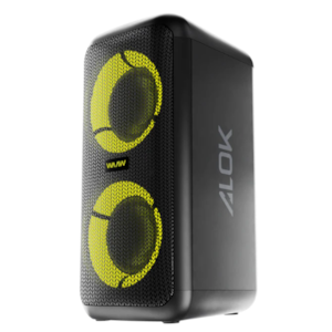 Caixa de Som Bluetooth Waaw Sound Box Infinite 200 160W RMS, LED, TWS, Power Bass, Entradas P10, USB e Bateria de 12h Preto/Verde