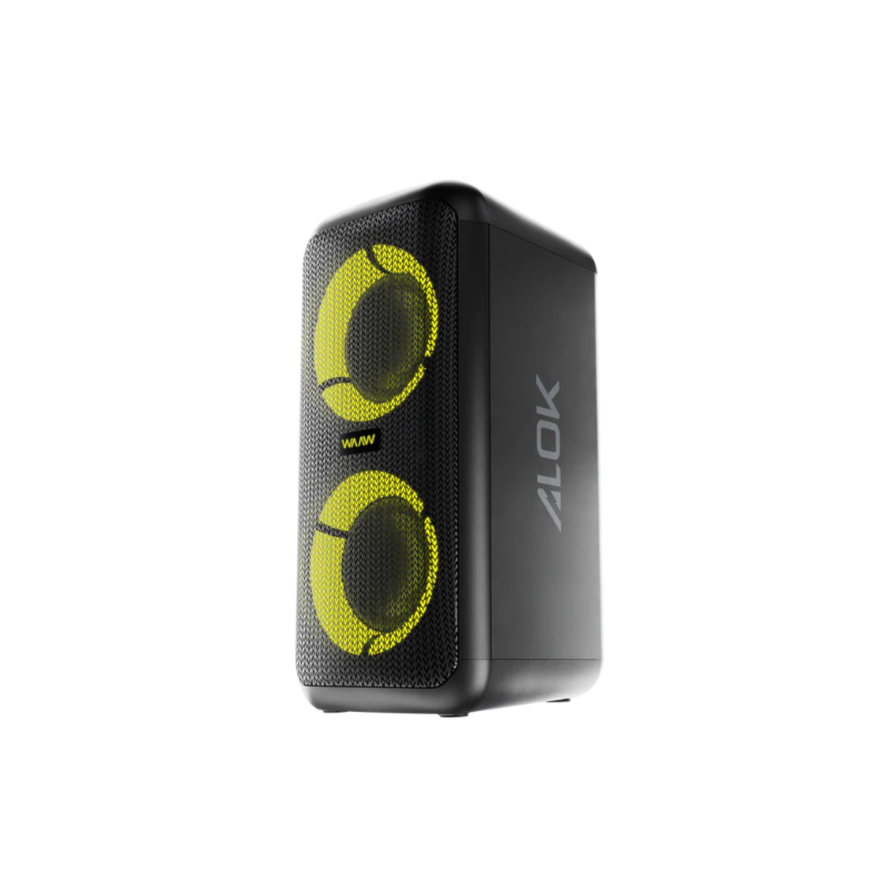 Caixa de Som Bluetooth Waaw Sound Box Infinite 200 160W RMS, LED, TWS, Power Bass, Entradas P10, USB e Bateria de 12h Preto/Verde