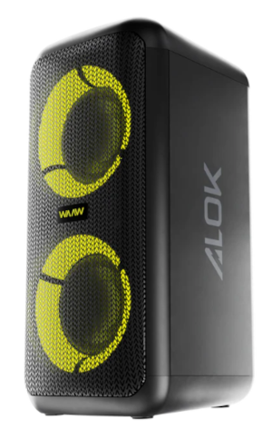 Caixa de Som Bluetooth Waaw Sound Box Infinite 200 160W RMS, LED, TWS, Power Bass, Entradas P10, USB e Bateria de 12h Preto/Verde