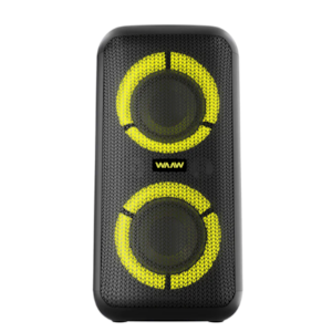 Caixa de Som Bluetooth Waaw Sound Box Infinite 200 160W RMS, LED, TWS, Power Bass, Entradas P10, USB e Bateria de 12h Preto/Verde