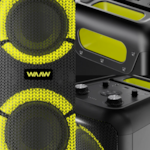 Caixa de Som Bluetooth Waaw Sound Box Infinite 200 160W RMS, LED, TWS, Power Bass, Entradas P10, USB e Bateria de 12h Preto/Verde