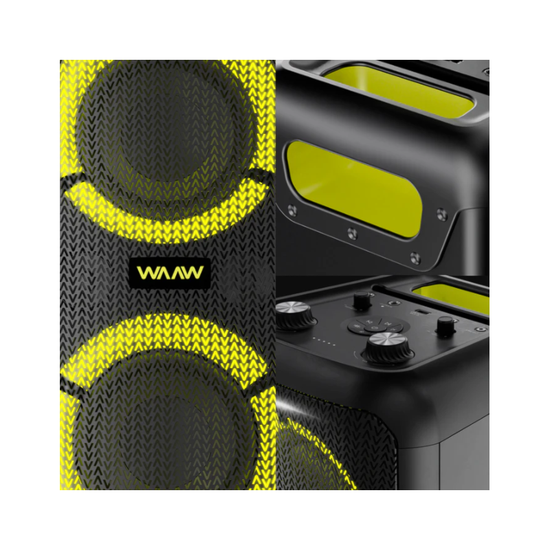 Caixa de Som Bluetooth Waaw Sound Box Infinite 200 160W RMS, LED, TWS, Power Bass, Entradas P10, USB e Bateria de 12h Preto/Verde-43f120d7-806b-49ed-b4a3-0bf78440d582