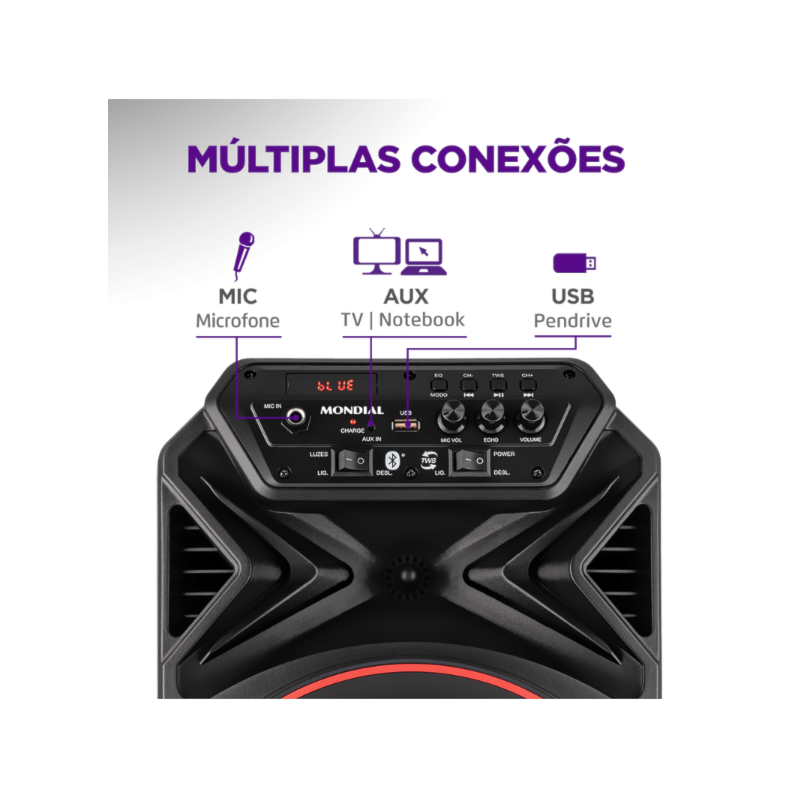 Caixa De Som Mondial Amplificada Connect Partyplus CM-250