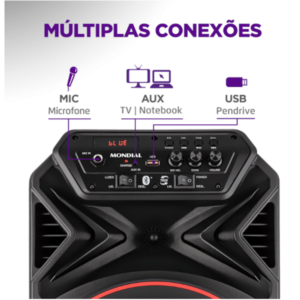 Caixa De Som Mondial Amplificada Connect Partyplus CM-250-043e85df-bf50-4b2e-8e47-ba0c77e29cee