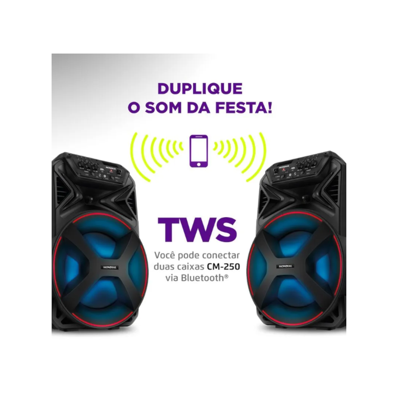 Caixa De Som Mondial Amplificada Connect Partyplus CM-250-38e210b5-1ff5-47ab-aab5-38e5552233ae
