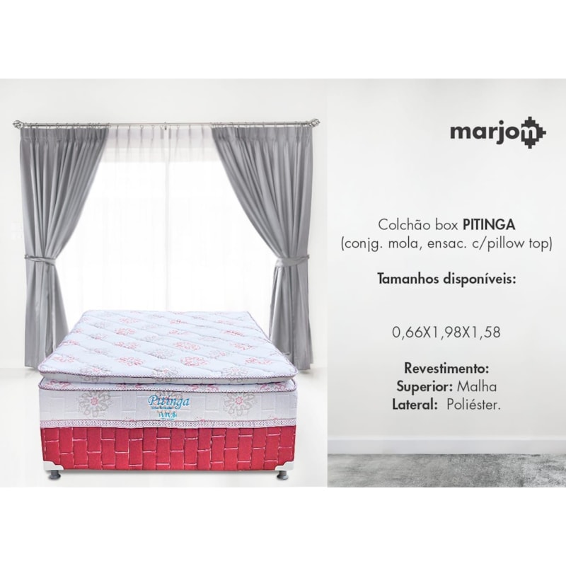 Cama Box Casal Conjugada Marjom Pitinga Mola Ensacada Pillow Top 0,54x1,98x1,58