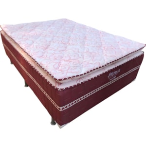 Cama Box Marjom Casal Pitinga C/Pillow Top 0,66x1,38x1,88 vinho Liso