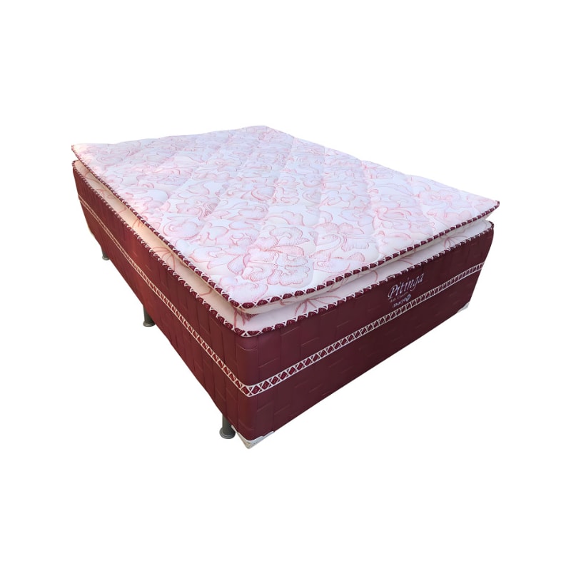 Cama Box Marjom Casal Pitinga C/Pillow Top 0,66x1,38x1,88 vinho Liso