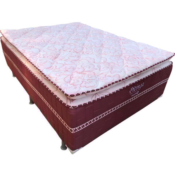 Cama Box Marjom Casal Pitinga C/Pillow Top 0,66x1,38x1,88 vinho Liso-413cbdfd-cd03-4a15-a90a-5e11f2893807