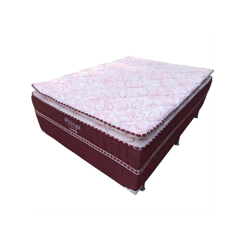 Cama Box Marjom Casal Pitinga C/Pillow Top 0,66x1,38x1,88 vinho Liso-075219a2-2a85-4231-bee7-f464aad4e598