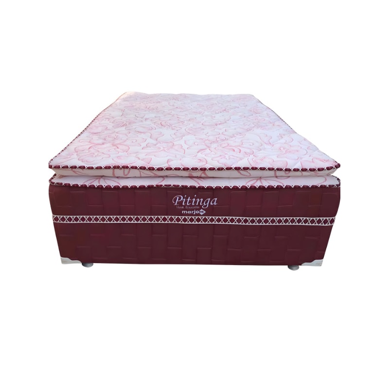 Cama Box Marjom Casal Pitinga C/Pillow Top 0,66x1,38x1,88 vinho Liso-b1124a54-6c24-433e-af5b-cf99ade0a2ed