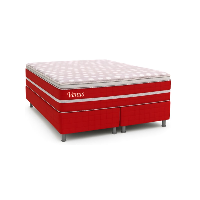 Cama Box Marjom Venus Animale Vermelho 1,98x1,58x0,39