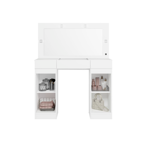 Camarim Studio Albatroz 2 Portas 3 Gavetas com 4 Luminarias de Led e Espelho Incluso de 0,86X0,38M Branco Fosco Liso-caae044a-2af2-4d34-b2f3-14992dfa9702