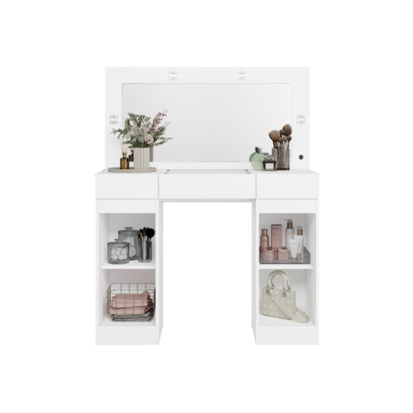 Camarim Studio Albatroz 2 Portas 3 Gavetas com 4 Luminarias de Led e Espelho Incluso de 0,86X0,38M Branco Fosco Liso-2472ad68-d679-4eca-8ba2-9fe13e1e1037