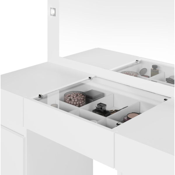 Camarim Studio Albatroz 2 Portas 3 Gavetas com 4 Luminarias de Led e Espelho Incluso de 0,86X0,38M Branco Fosco Liso-dd70eb5f-399c-4a09-8af4-c603af750ac3