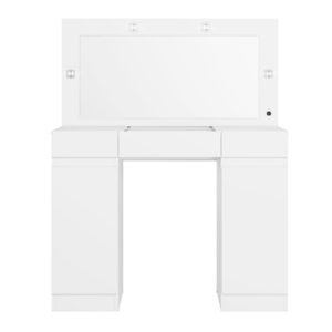 Camarim Studio Albatroz 2 Portas 3 Gavetas com 4 Luminarias de Led e Espelho Incluso de 0,86X0,38M Branco Fosco Liso
