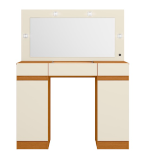 Camarim Studio Albatroz 2 Portas 3 Gavetas com 4 Luminarias de Led e Espelho Incluso de 0,86X0,38M Cinamomo/Off White