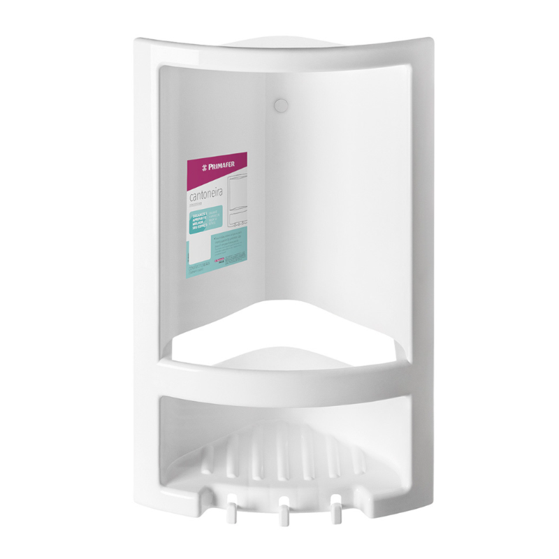 Cantoneira para Banheiro Plastica Atlas com Gancho Branco