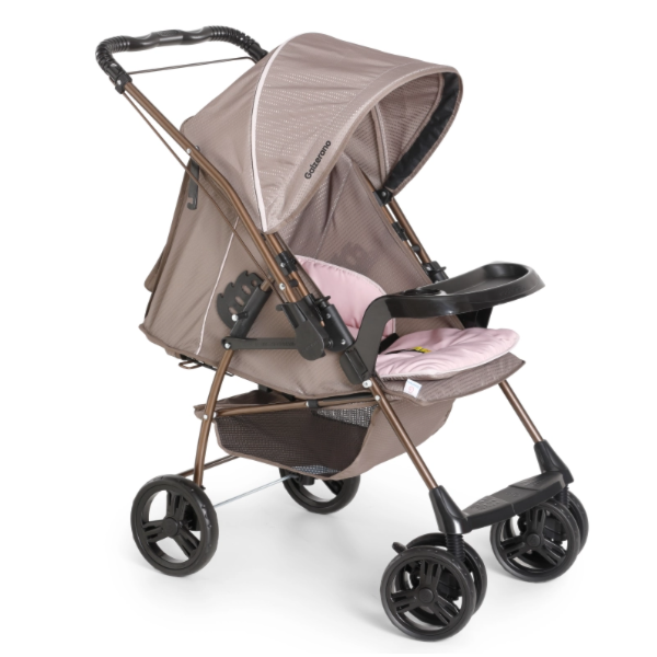 Carrinho de Bebe Galzerano Milano Reversivel II Cappuccino/Rosa -5331ac1a-1026-4cf0-9e31-33a53effc15e