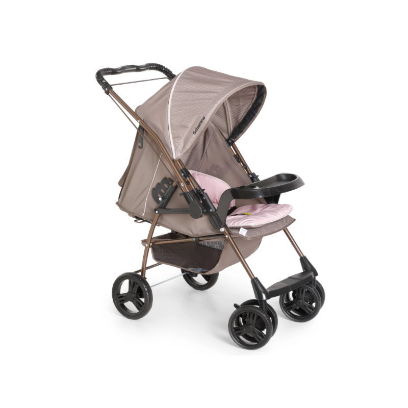 Carrinho de Bebe Galzerano Milano Reversivel II Cappuccino/Rosa 