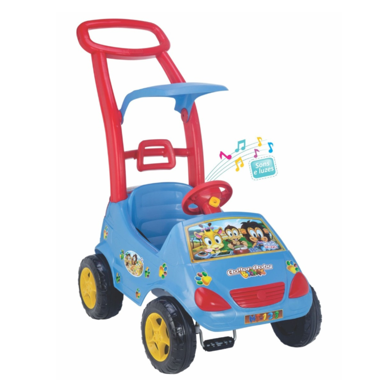 Carrinho Passeio Magic Toys Roller Baby Bichos Interativo Azul