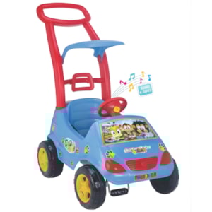 Carrinho Passeio Magic Toys Roller Baby Bichos Interativo Azul