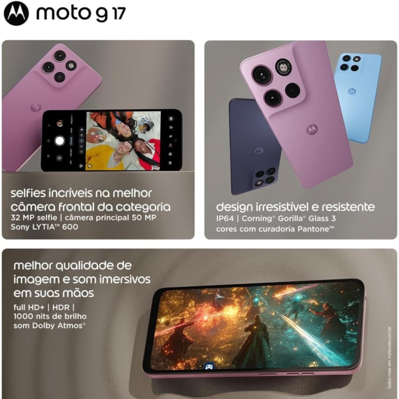Celular Motorola Moto G17 256 GB, 50 MP, Tela FHD+ 6,7 Pol., e Bateria 5200 mAh-cb2e7b6a-a8ff-4c1a-ba94-5aaa2abc5fb6