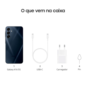 Celular Samsung Galaxy A16 5G 128GB, Tela 6.7" Super AMOLED 90Hz, 4GB, Exynos 1330, Câmera Tripla 50MP, IP54, Bateria 5.000mAh, NFC