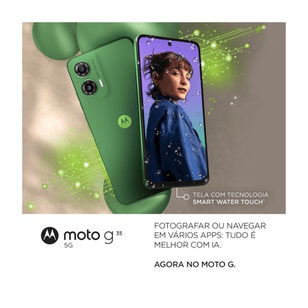 Celular Smartphone Motorola Moto G35 5G, 128GB, 12GB RAM (4GB + 8GB Boost), Câmera 50MP, Tela 6.7