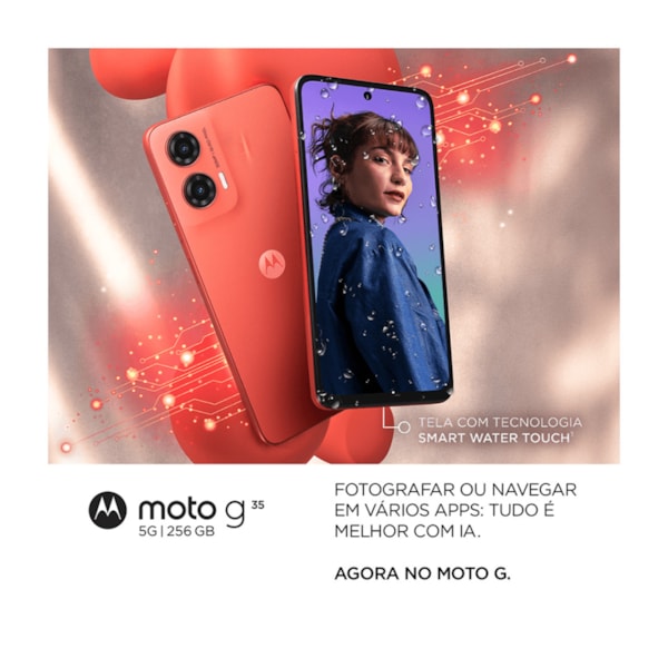 Celular Smartphone Motorola Moto G35 5G, 256GB, 12GB RAM (4GB + 8GB Boost), Câmera 50MP, Tela 6.7