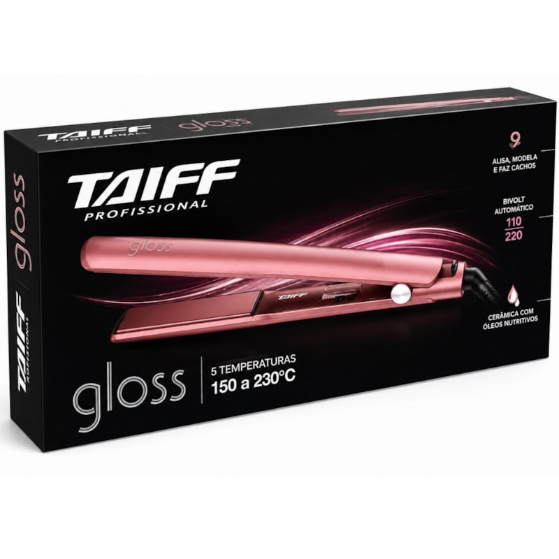 Chapinha Taiff Gloss Bivolt Rose 100148 Prancha Alisadora Profissional