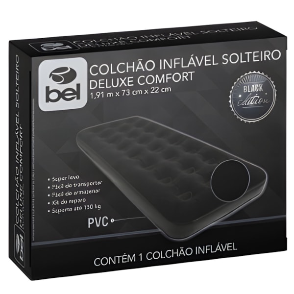 Colchao Bel Inflavel Solteiro Deluxe Confot Preto-e82a83ad-3ccb-4c7d-abc6-80c4ecaad6c3