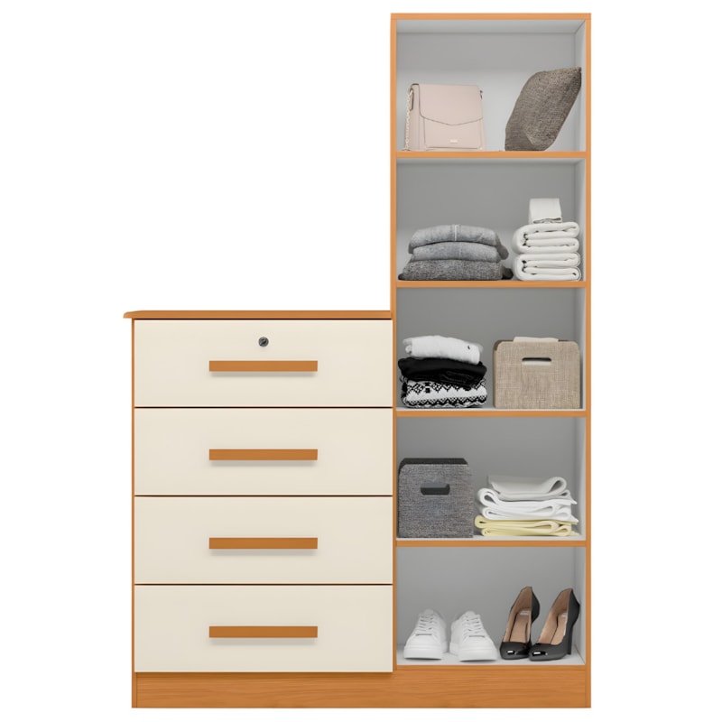 Cômoda Albatroz Belize Plus 1 Porta 4 Gavetas com Espelho 1,42m Cinamomo/Off White – Interno Branco-a939100b-5589-43c9-ac93-7d72ab6f35b3