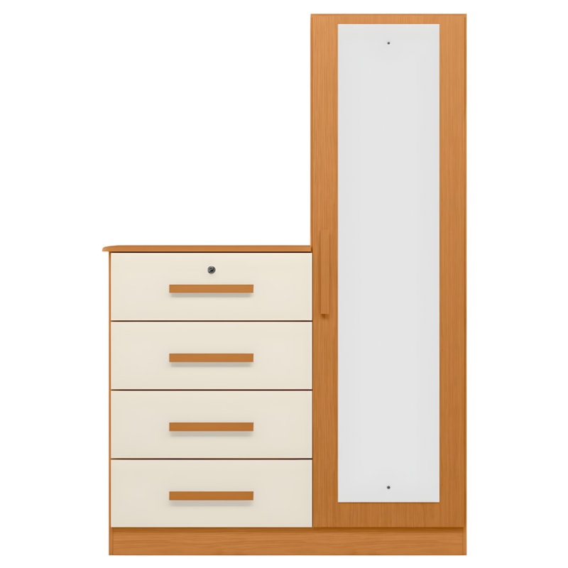 Cômoda Albatroz Belize Plus 1 Porta 4 Gavetas com Espelho 1,42m Cinamomo/Off White – Interno Branco-616db5d7-80ec-4694-af9f-6799358c25aa