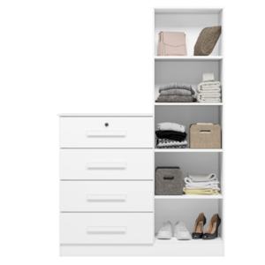 Comoda Albatroz Belize Plus 1 Porta 4 Gavetas com Espelho Branco Fosco Liso Interno Branco