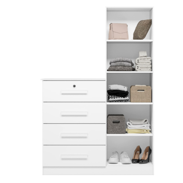 Comoda Albatroz Belize Plus 1 Porta 4 Gavetas com Espelho Branco Fosco Liso Interno Branco-a9ceb301-fb14-4358-a4dd-20ad497aa506