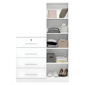 Comoda Albatroz Belize Plus 1 Porta 4 Gavetas com Espelho Incluso 1,42x0,30m Branco Fosco Liso Interno Branco