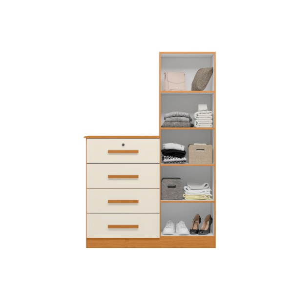 Comoda Albatroz Belize Plus 1 Porta 4 Gavetas com Espelho Incluso 1,42X0,30M Cinamomo/Off White Interno Branco-b3847501-968d-483c-a1e4-684e0ddb5b2d