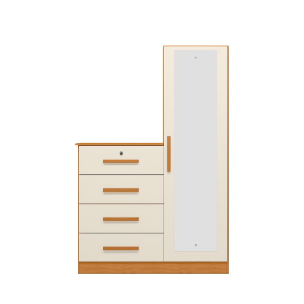 Comoda Albatroz Belize Plus 1 Porta 4 Gavetas com Espelho Incluso 1,42X0,30M Cinamomo/Off White Interno Branco-3c3bf46c-cf63-4bd8-aaaa-2bb32c7167b9